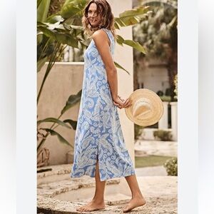 J.jill Blue and White Paisley Maxi Dress
